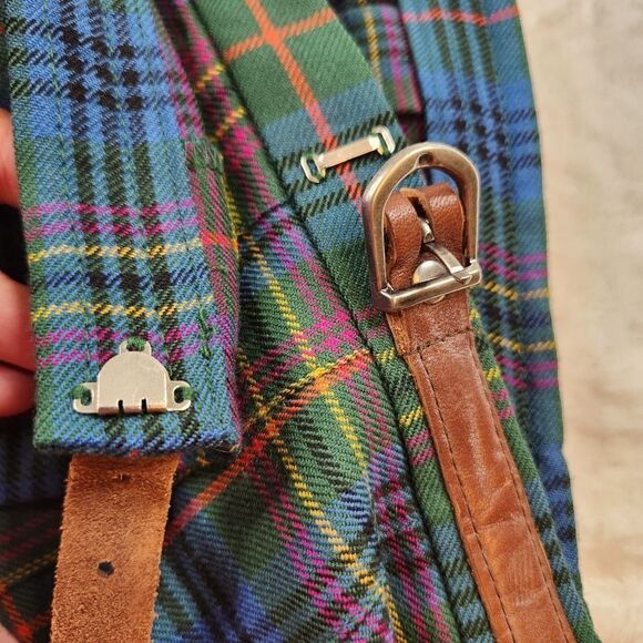 VTG Ralph Lauren Wool Tartan Plaid Pleated Belted Wrap Mini Skirt Sz 10 - Picture 7 of 13